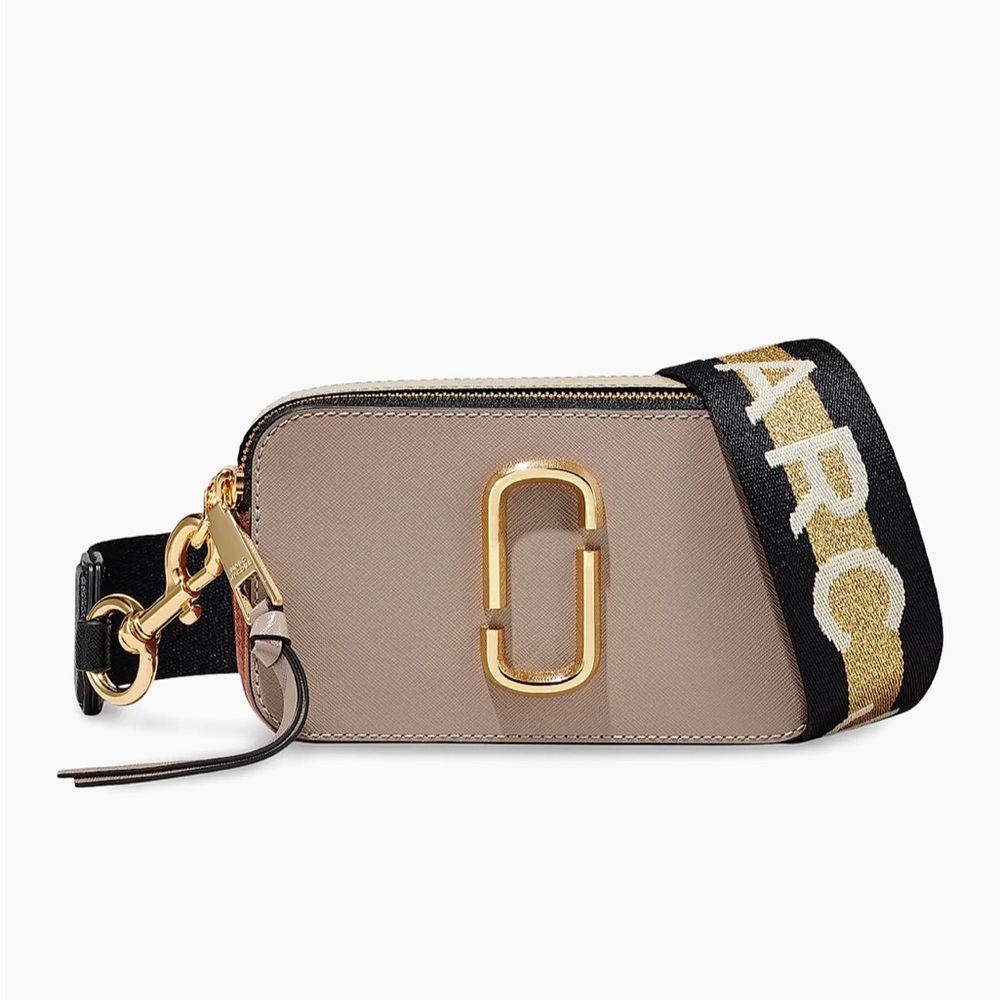 Marc Jacobs Tan & Gold Crossbody Bag with Strap